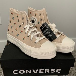Converse custom flower print platform high tops